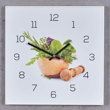 Стіна годинник levandeo 30x30 см для кухні з травами та спеціями, ПВХ, білий, декоративний