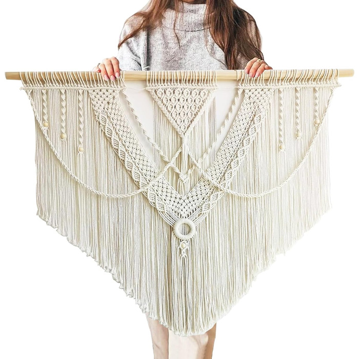 Великий макраме килим на стіну Boho 110x82 см, ручна робота для спальні, балкона, настінний декор, подарунок для жінок