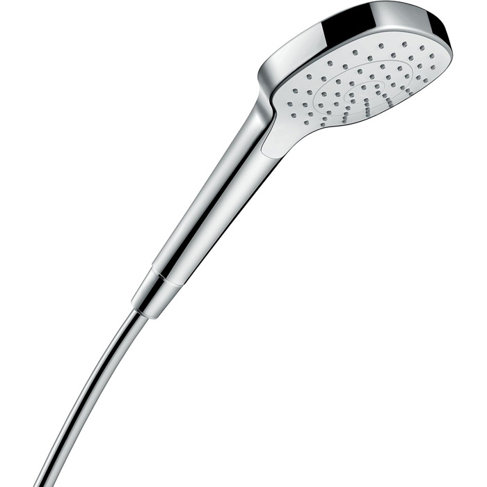 Душова лійка hansgrohe Croma Select E EcoSmart 9 л/хв, 3 режими, квадратна 110x110 мм, антикальк, біла/хром