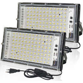 BOSITE LED прожектор для вулиці 100 Вт, 2 шт, холодне світло 6500K, 10000 Лм, IP65, водонепроникний світлодіодний ліхтар для двору, воріт, газону, гаража, стадіону, майданчика