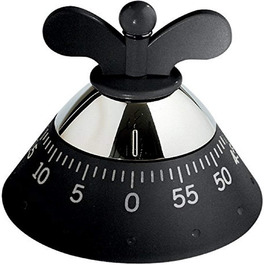 Механічний кухонний таймер Alessi A09 B, термопластик, чорний, 10,5 см – дизайнерський кухонний годинник для тайм-менеджменту