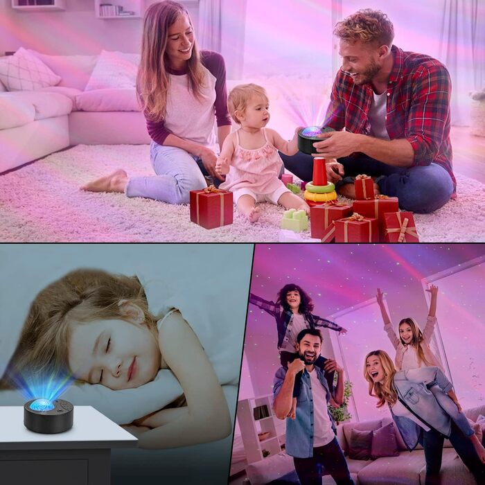 LED проектор зоряного неба ibell, нічник-проектор північного сяйва та полярного світла, 14 режимів підсвітки, білий шум, таймер, для дітей і дорослих, ідеально для декору кімнати (чорний)