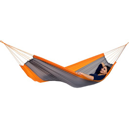 Гамак ультралегкий AMAZONAS Silk Traveller Forest, 220x140 см, до 150 кг, нейлон, зелений (оранжевий), компактний, туристичний