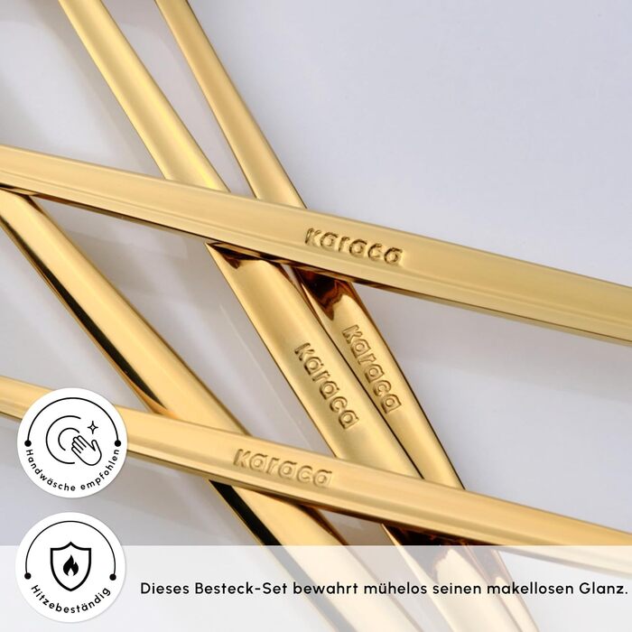 Набір столових приборів Karaca Orion Shiny Gold 30 предметів, нержавіюча сталь, здоровий та гігієнічний, сучасний дизайн