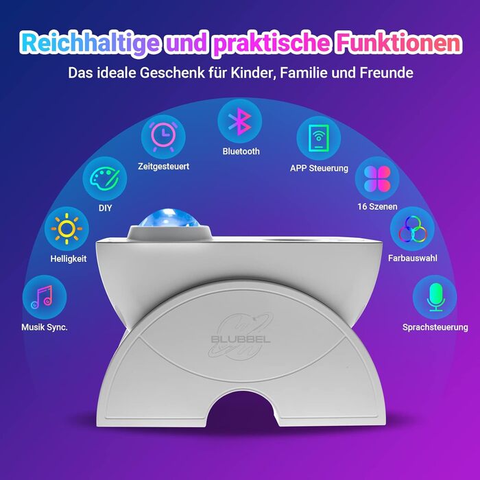 LED проектор зоряного неба Blubbel з Wi-Fi, 3D Галактика, нічник з керуванням через додаток і голос, сумісний з Alexa/Google, для дітей та спальні