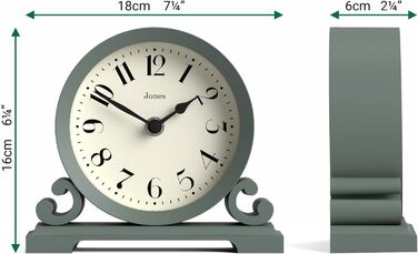 Настільний годинник JONES CLOCKS Saloon, класичний подвійний дизайн, зелений, для столу, полиці або тумби, сучасний стиль