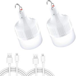 LETOUR LED кемпінг-ліхтар, 2 шт, 5000 Люмен, 60W, USB акумуляторний, 5 режимів освітлення, для кемпінгу, вечірок та сімейного відпочинку