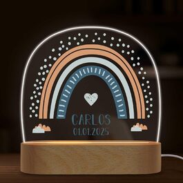 Персоналізований LED нічник для дітей GRAVURZEILE, дизайн веселка, з іменем, нічна лампа для дитячої кімнати, подарунок для малюків, червоний (веселка синя)