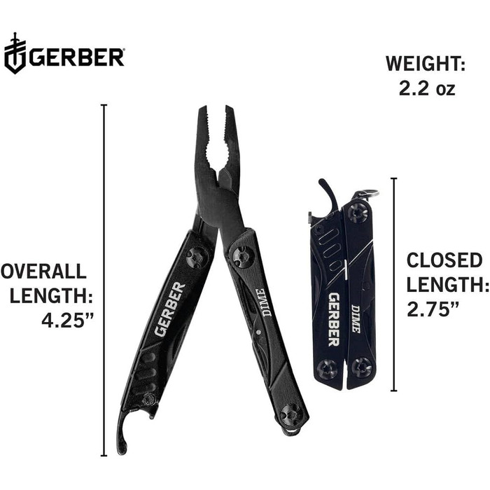 Мультитул Gerber Dime 12 в 1, кишеньковий, чорний