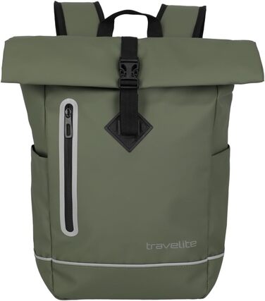 Рюкзак Travelite BASICS Rolltop 19 л, водонепроникний, велосипедний, з відбивачами, оливковий, 48 см