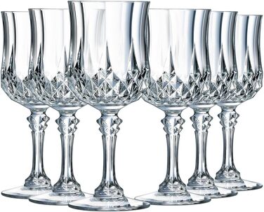 Набір келихів для вина Cristal d'Arques Paris Longchamp 25cl, 6 шт, прозорі, Kwarx, підвищена міцність, блиск та прозорість