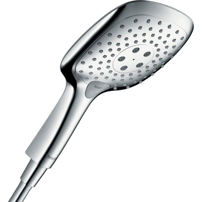 Душова лійка hansgrohe Raindance Select E, квадратна 150x150 мм, 3 режими, антикальк, хром, економія води