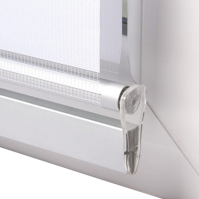Рулонна штора Sol Royal Duo Rollo DK9 100x160 см без свердління, преміум, з кріпленням Klemmfix, подвійна, широкі смуги, біла