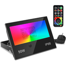 Світлодіодний прожектор RGB 50Вт для вулиці з пультом, IP66, 120 кольорів, диммований, таймер, настінний LED ліхтар
