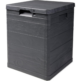 Скриня для зберігання Ondis24 Madera Mini 90 л, дерев'яний дизайн, з замком, для подушок, антрацит