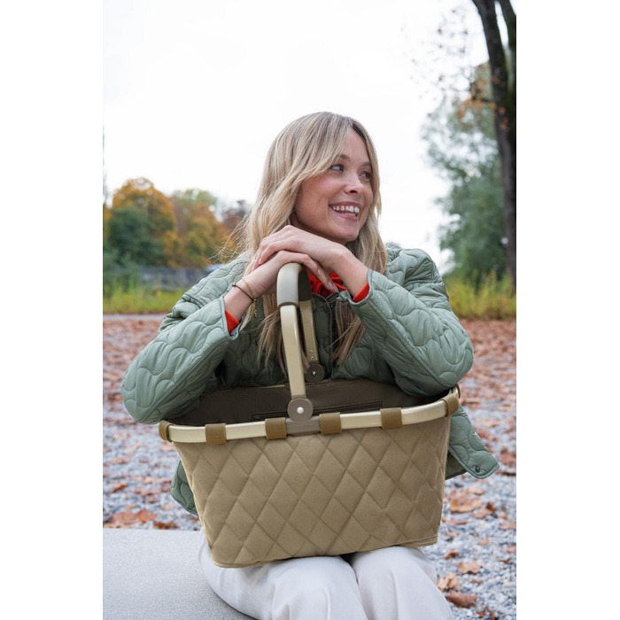 Кошик для покупок reisenthel carrybag frame Rhombus Olive, міцний, водовідштовхувальний, з внутрішньою кишенею, елегантний дизайн