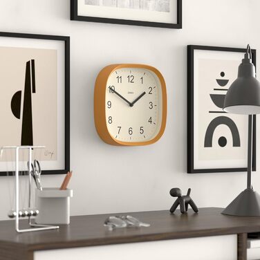 Квадратний ретро настінний годинник JONES CLOCKS Sprite з акрилу, м'ятний 25x25 см, жовтий