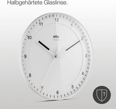 Настінний годинник Braun BC17W-DCF, 30 см, білий, безшумний, радіокерований, велика класична модель, легке читання, центральноєвропейський час (MEZ/GMT+1)
