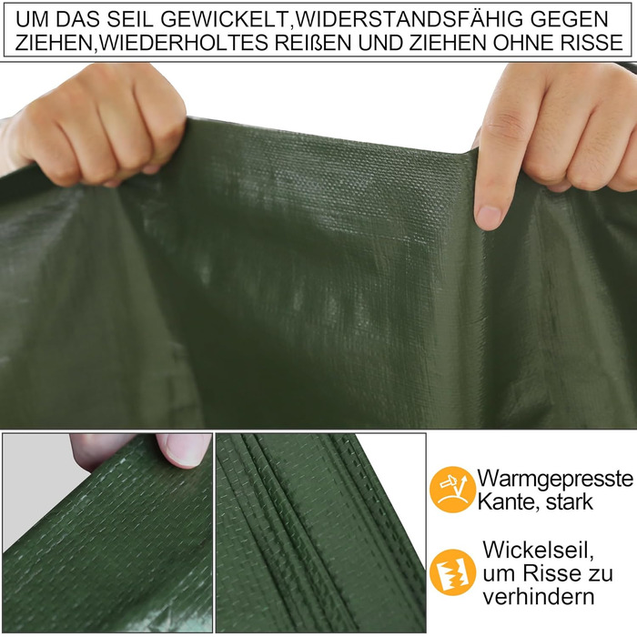Тент STARPYNG 140г/м² зелений 5x8 м, водонепроникний, UV-захист, для авто, човнів, двору, кемпінгу, деревини