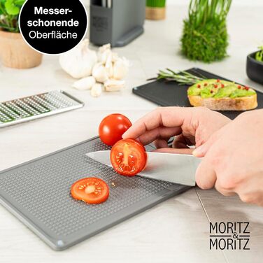 Набір кухонних дощок Moritz & Moritz 4 шт. 20,5×14,5 см, нековзні, з ручками для безпечного нарізання продуктів