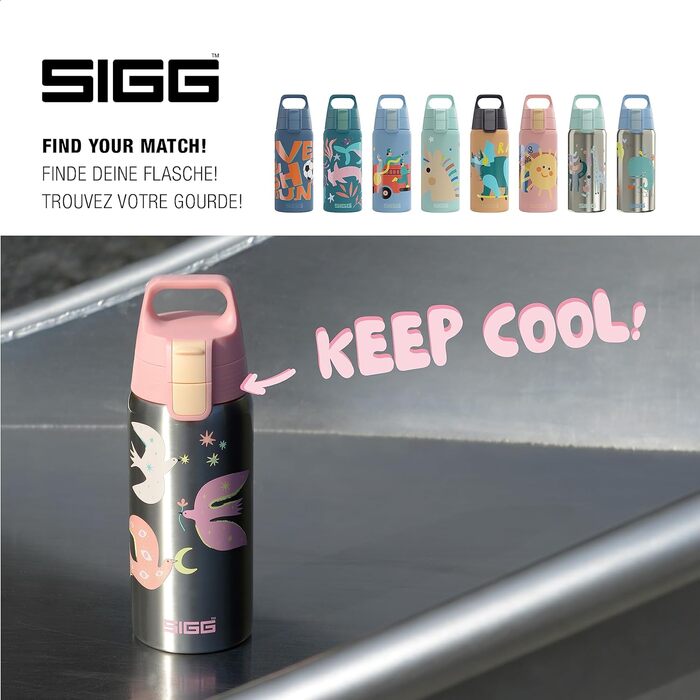 Дитяча ізольована пляшка для напоїв SIGG Shield Therm ONE 0,5 л, підходить для газованої води, герметична, легка, BPA-free, Fly Away