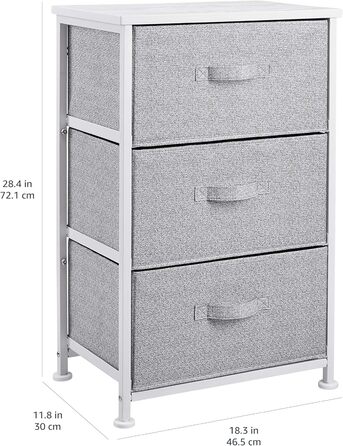 Amazon Basics – шафа для зберігання одягу з 3 тканинними шухлядами, біла