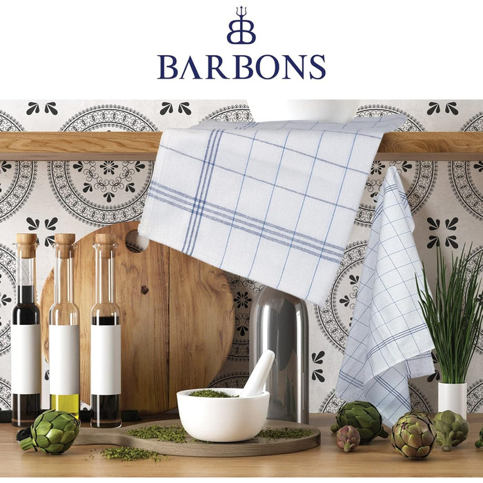 BARBONS Набір 40 кухонних рушників 50x70 см, бавовна, сині, екстра вбираючі, сертифікат Oeko-TEX, для кухні, прати до 60°C