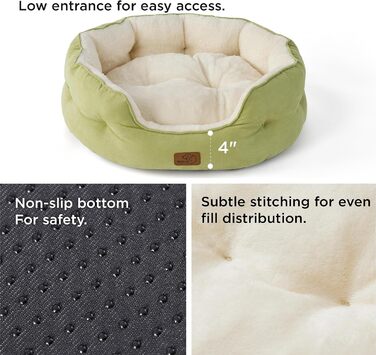 Ліжко для котів BEDSURE, 63x53x20 см, знімна двостороння подушка, м'яке місце для сну для котів і малих собак, світло-зелене, можна прати