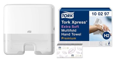 Диспенсер для паперових рушників Tork Xpress H2, білий, індивідуальна подача, Elevation Design, комплект з рушниками, міні-формат