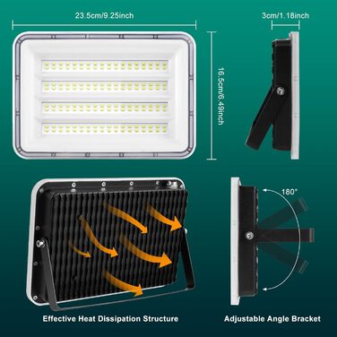 Світлодіодний прожектор Viugreum 150W, 15000Лм, IP66, 6500K, для вулиці, водонепроникний, комплект 2 шт., кабель 80 см, для гаража