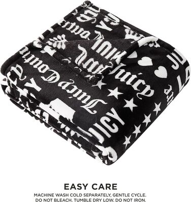 Плюшева ковдра Juicy Couture з короною Royal, чорна/біла, 127x177,8 см — м'яка декоративна накидка для дивана, ліжка та крісла, розкішний текстиль для дому