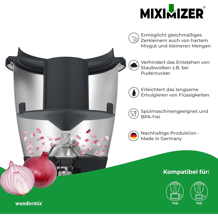 Miximizer® Насадка для подрібнення для Thermomix TM7, TM6, TM5 • Ефективне подрібнення, змішування та нарізка продуктів • Вироблено в Німеччині