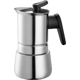 Кавоварка Steelmoka для індукційних плит, еспресо-мока, 2 чашки, сталева, срібляста