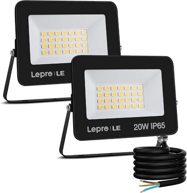 Світлодіодний прожектор Lepro 50Вт, 4250Лм, IP65, 2 шт, холодне біле світло 5000K, для вулиці, саду, гаража, спортмайданчика