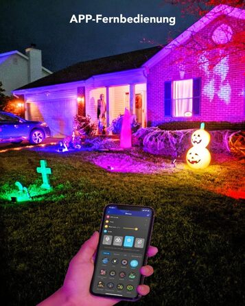 Розумний LED прожектор Govee RGBICWW для вулиці, WiFi, Alexa, 2700-6500K, регульована яскравість, зміна кольору, IP66, 4 шт, святкова гірлянда