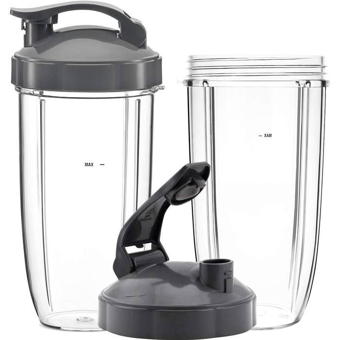 Комплект аксесуарів Poweka для Nutribullet 600W/900W, 2 чаші по 32 унції з кришками, сумісні з блендером Nutribullet