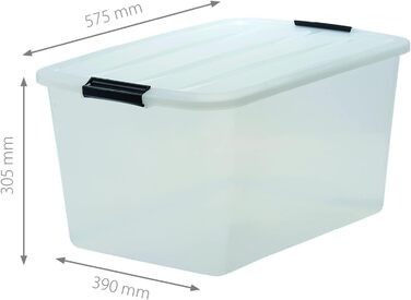 Пластикова коробка для зберігання Iris Ohyama TB-45 з кришкою, 45 л, прозора, 6 шт, міцна, стійка, для одягу, гаража, дому, офісу, із ручками, штабельована
