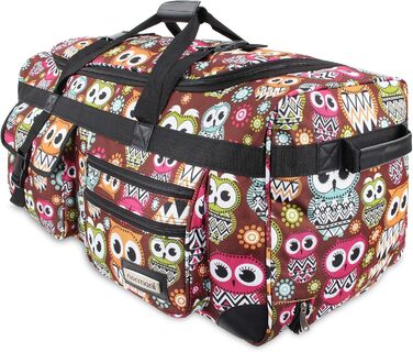 Normani міцна дорожня сумка на колесах 100 л Retro Owl, велика, нове покоління