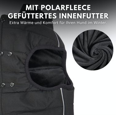 Зимова куртка для собак Spark Paws Warmshield™ – чорна, розмір M, теплий фліс, водовідштовхувальна, вітрозахисна, світловідбивна, парка для середніх і великих порід