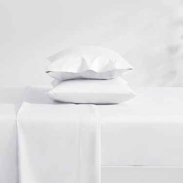 Комплект постільної білизни Laura Ashley для двоспального ліжка King Size, розкішна сатинова бавовна, щільність 800 ниток, білий, однотонний, м'який і гладкий текстиль для дому