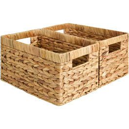 Набір з 2 плетених кошиків StorageWorks із водного гарбуза 33x21x18 см, прямокутні кошики для зберігання з подвійною ручкою, органайзер для подарунків, полиць і дому