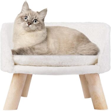 Розкішний диван для котів Katzensofa, велике котяче крісло з подушкою, підняте ліжко для котів і малих собак, 40 см, бежевий