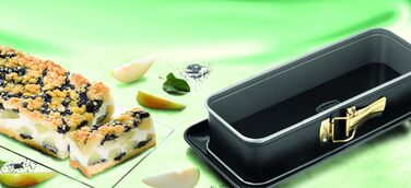 Прямокутна форма для випічки Dr. Oetker 30x12 см з антипригарним покриттям, емальований метал, стійка до подряпин, з сервірувальним дном