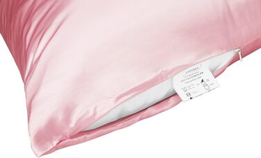 Шовкова наволочка LULUSILK 16 момме, 100% шовк, 40x80 см, 2 шт, рожева, для догляду за волоссям і шкірою, антизминна