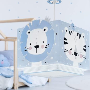 Дитяча підвісна лампа Dalber Baby Jungle із пластику, синя, з тваринами джунглів