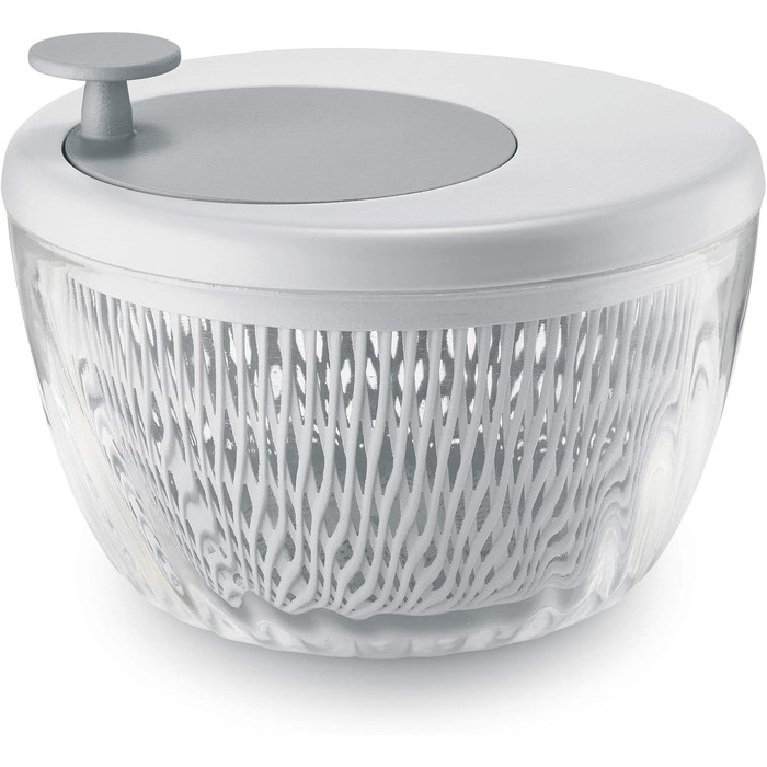 Сушарка для салату Guzzini SPIN&STORE з кришкою, олива, 26×19 см, 4000 мл, біла, Kitchen Active Design