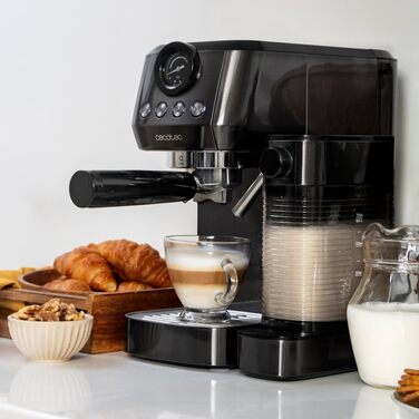 Кавоварка Cecotec Cafelizzia 790 Steel Pro, 1350 Вт, еспресо та капучино, термоблок, 20 бар, манометр, автоматичний режим, поворотна парова трубка, резервуар 1,2 л, нержавіюча сталь, з манометром, для молока