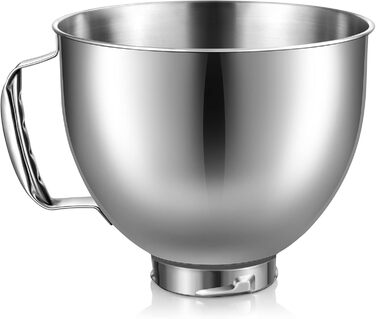 Миска з нержавіючої сталі для міксера KitchenAid 4,5–5 л, сумісна, змінна, підходить для міксерів з відкидною головкою, можна мити в посудомийній машині