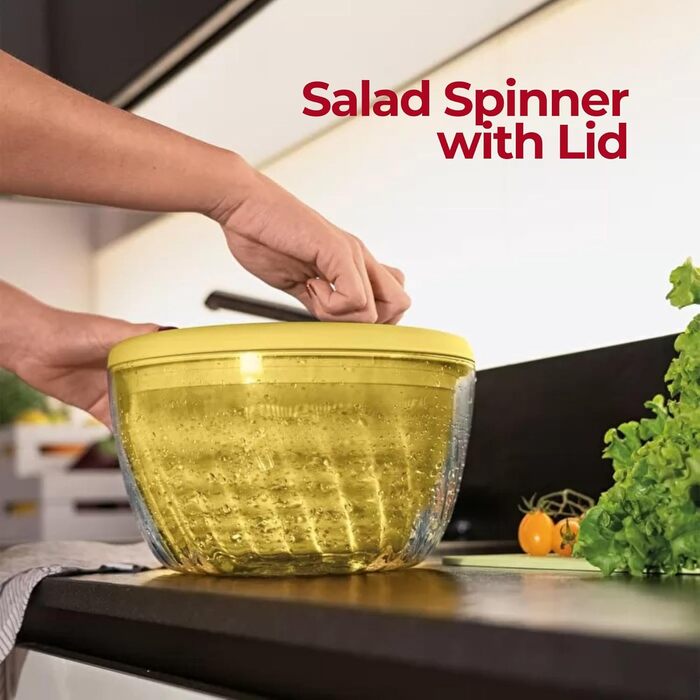 Сушарка для салату Guzzini Spin&Store з кришкою, оливкова, 26 см, 4 л – Kitchen Active Design