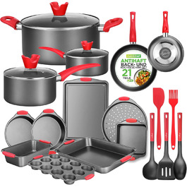 Набір форм для випічки NutriChef 21 предмет – кругла, прямокутна, для кексів, пирогів, піци, мафінів, хліба, антипригарне покриття